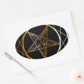 Sticker Ovale Aiguille d'or de Baphomet (Enveloppe)