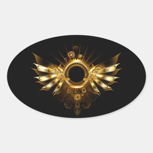 Sticker Ovale Ailes de Steampunk (Devant)