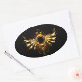 Sticker Ovale Ailes de Steampunk (Enveloppe)