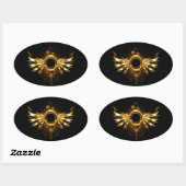 Sticker Ovale Ailes de Steampunk (Feuille)