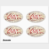 Sticker Ovale Aime Jésus (Feuille)