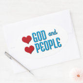 Sticker Ovale Aimer Dieu et aimer les gens (Enveloppe)