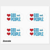 Sticker Ovale Aimer Dieu et aimer les gens (Feuille)