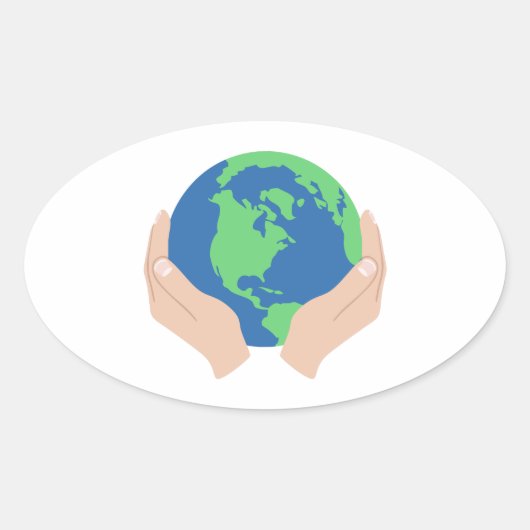 Sticker Ovale Aimer La Planète (Devant)