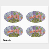 STICKER OVALE AIMER LES TULIPS D'ORANGE DE PÂQUES .. (Feuille)