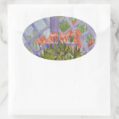 STICKER OVALE AIMER LES TULIPS D'ORANGE DE PÂQUES .. (Sac)