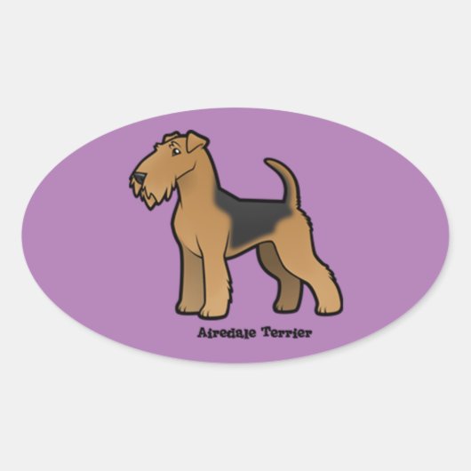 Sticker Ovale airedale terrier (Devant)
