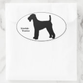 Sticker Ovale Airedale Terrier SIlhouette (Sac)