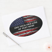 Sticker Ovale Ajouter votre propre texte sur grunge American fla (Enveloppe)