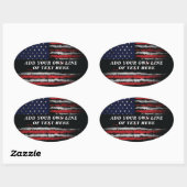 Sticker Ovale Ajouter votre propre texte sur grunge American fla (Feuille)
