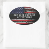 Sticker Ovale Ajouter votre propre texte sur grunge American fla (Sac)
