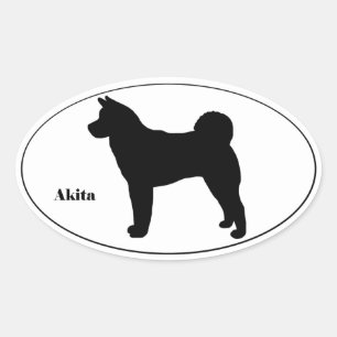 Sticker Ovale Akita SIlhouette