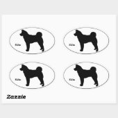 Sticker Ovale Akita SIlhouette (Feuille)