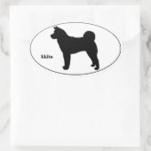 Sticker Ovale Akita SIlhouette (Sac)