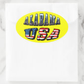 Sticker Ovale Alabama Photo et USA Flag Font (Sac)