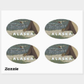 Sticker Ovale Alaska Bush Plane Souvenirs (Feuille)