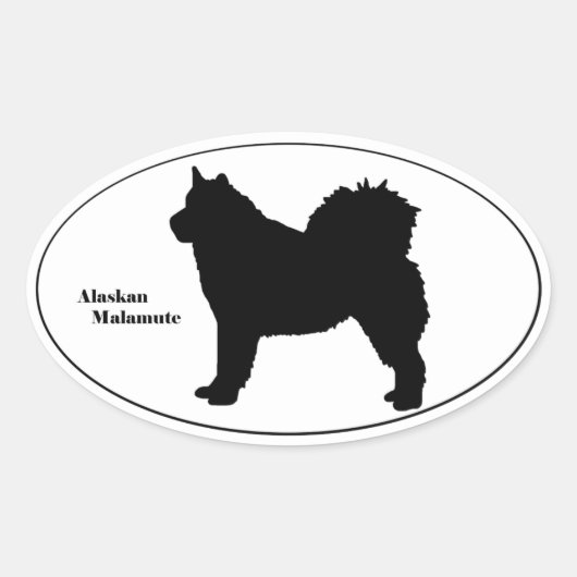 Sticker Ovale Alaskan Malamute SIlhouette (Devant)