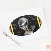 Sticker Ovale Alien brillant - (Enveloppe)