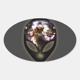 Sticker Ovale Alien cosmique