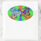 Sticker Ovale Alien Hippy Oval (Sac)