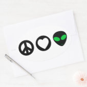 Sticker Ovale Alien Peace Love (Enveloppe)