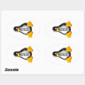 Sticker Ovale Alimenté par Linux (Feuille)