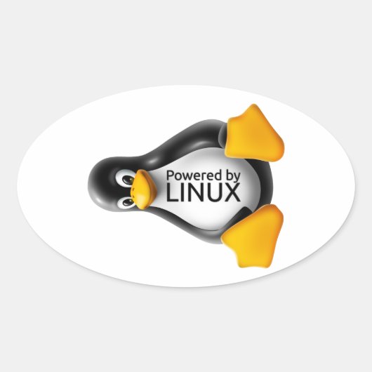 Sticker Ovale Alimenté par Linux (Devant)