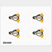 Sticker Ovale Alimenté par Linux (Feuille)