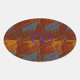 Sticker Ovale Allez Zebra Safari Art Imprimer/Graphique