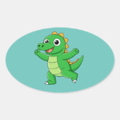 Sticker Ovale Alligator dansant (Devant)
