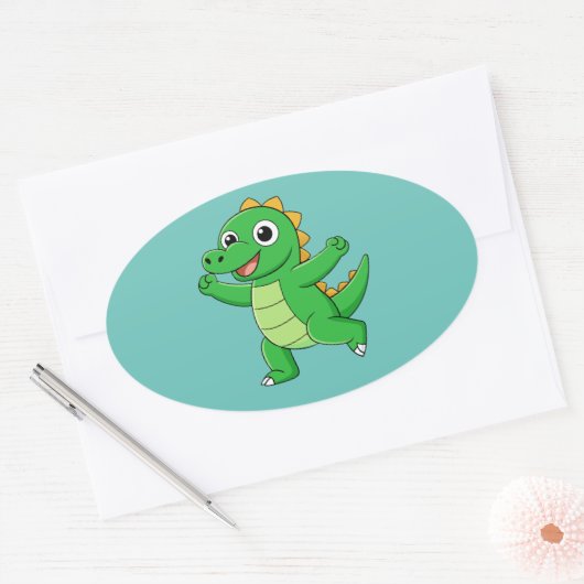 Sticker Ovale Alligator dansant (Enveloppe)
