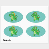 Sticker Ovale Alligator dansant (Feuille)
