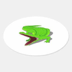 Sticker Ovale Alligator de bande dessinée avec sa bouche ouvert