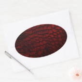 Sticker Ovale Alligator Rouge Faux Cuir (Enveloppe)