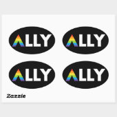 Sticker Ovale Ally droit LGBTQ Rainbow LGBT (Feuille)