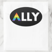 Sticker Ovale Ally droit LGBTQ Rainbow LGBT (Sac)