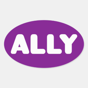 Sticker Ovale Ally LGBTQ Fête de l'Esprit droit de l'Ally Blanc
