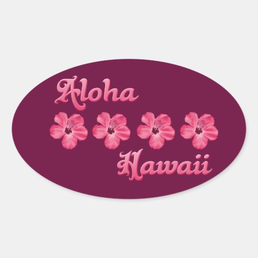 Sticker Ovale Aloha Hawaii rose (Devant)