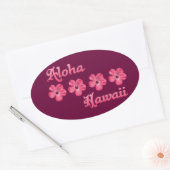 Sticker Ovale Aloha Hawaii rose (Enveloppe)