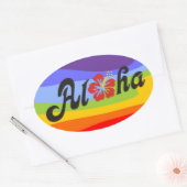 Sticker Ovale Aloha Hibiscus - plat design Hawaii + vos idées (Enveloppe)