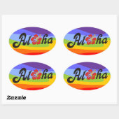 Sticker Ovale Aloha Hibiscus - plat design Hawaii + vos idées (Feuille)