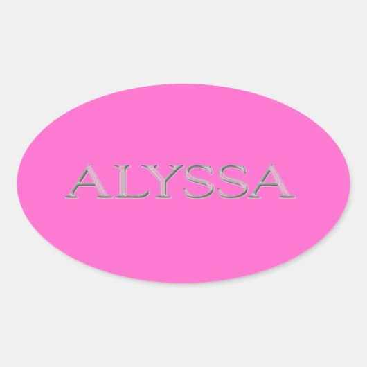 Sticker Ovale Alyssa Personnalisé Élevé Lettres (Devant)