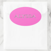 Sticker Ovale Alyssa Personnalisé Élevé Lettres (Sac)