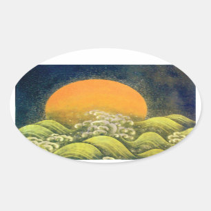 Sticker Ovale AMATÉRASU, GODDESS SOLEIL, vert jaune noir