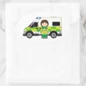 Sticker Ovale Ambulance de dessin et EMT (Sac)