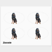 Sticker Ovale American Coon Hound - Noir et Tan (Feuille)