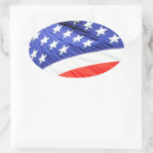 Sticker Ovale American Flag, vous pouvez ajouter du texte et tél (Sac)