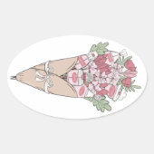 Sticker Ovale Amour Dans N'Importe Quelle Langue Flower Bundle (Devant)