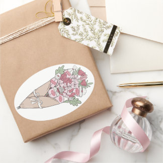 Sticker Ovale Amour Dans N'Importe Quelle Langue Flower Bundle