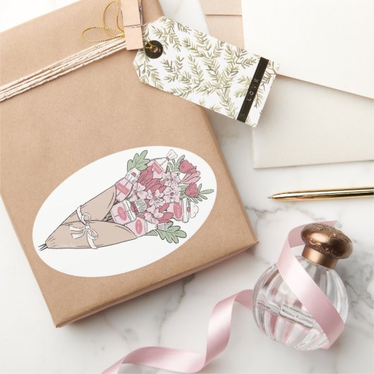 Sticker Ovale Amour Dans N'Importe Quelle Langue Flower Bundle (Cadeaux)